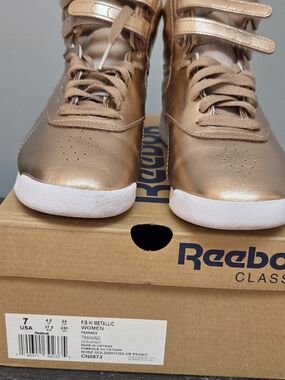 NEW! Reebok Women's Metallic Gold High-Top Sneakers
